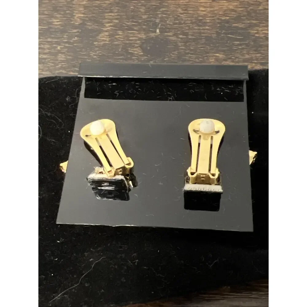 VTG R. J. Graziano Gold-Tone‎ FALL LEAF Clip-On Earrings w/Rhinestones